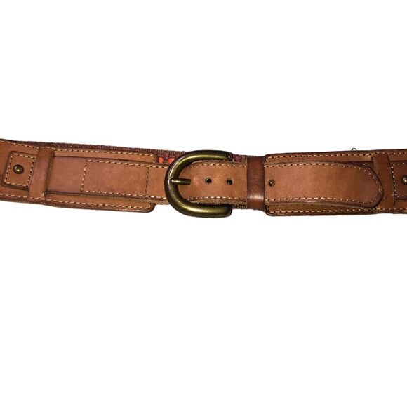 Vintage Fossil Woven Leather Boho Belt, Waist Accessory, Rodeo, Southwest Ranch - Picture 6 of 10